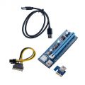 Райзер (Riser) 1x PCI для видеокарты card и майнинга V006C 6PIN, кабель 60 см, синий, кабели в комплекте