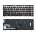 Клавиатура для HP EliteBook 840 G5, 846 G5, 745 G5, 745 G6, L14377-251, со стиком, серая рамка