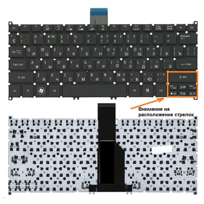 Клавиатура для Acer Aspire One S3, 331, E3, 725, 371 (V128230AS1, PK130RO2C04, чёрная)