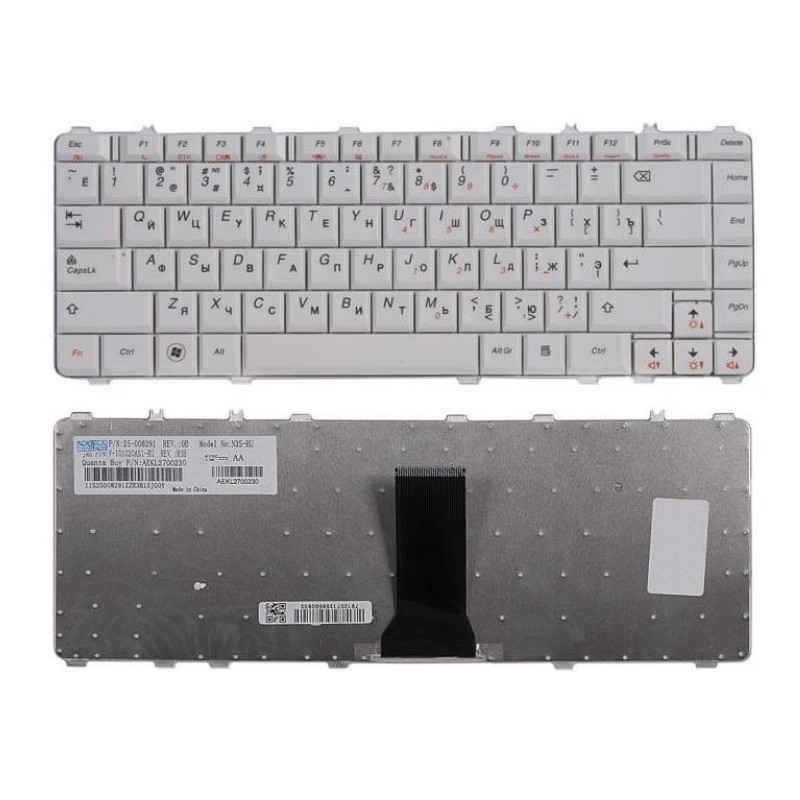 Клавиатура для Lenovo IdeaPad Y450, Y550, B460, V460, V360 (N3S-US, 25-008101, белая)