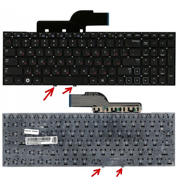 Клавиатура для Samsung NP300V5A, NP300E5A, NP300E5C, NP305V5A, NP300E5X (9Z.N5QSN.10R, BA59-03182C, черная)