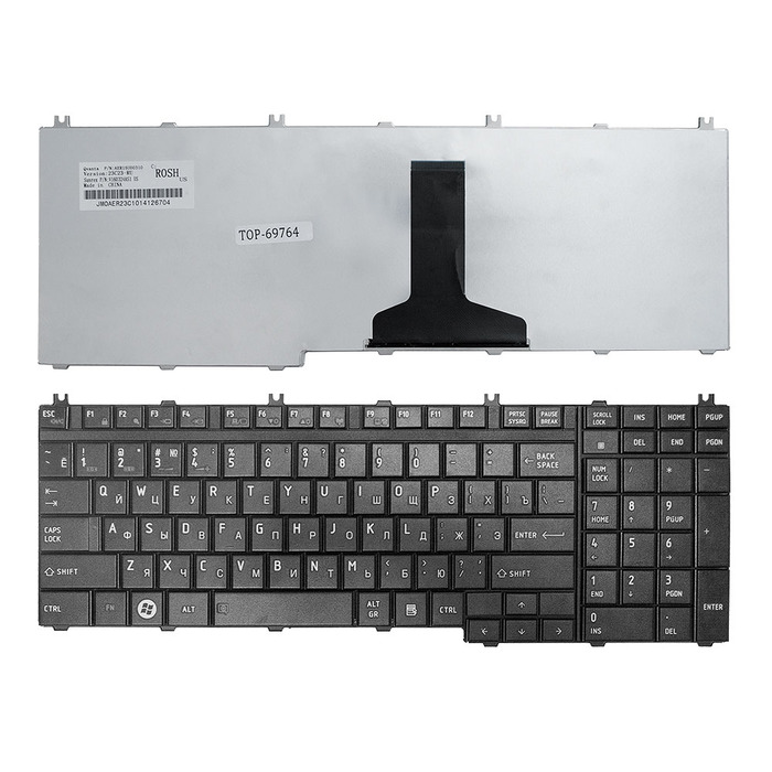 Клавиатура для Toshiba Satellite L500, L505, A505, P300, L350 (NSK-THK0R, NSK-TBA0R, черная)