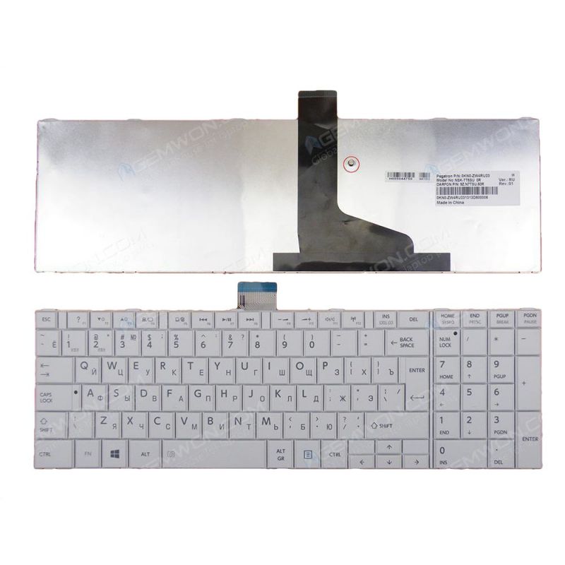 Клавиатура для Toshiba Satellite L870, L870D-CJW (0KN0-ZW3RU03, белая)