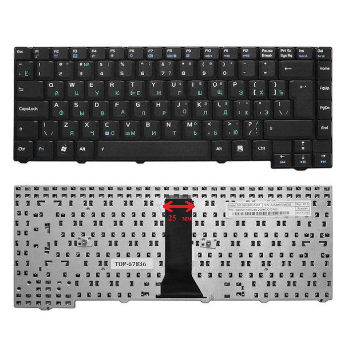 Клавиатура для Asus F3J, F3K, F3S, F3KE (MP-06916SU-5282, 04GNI11KRU00, 24 pin)