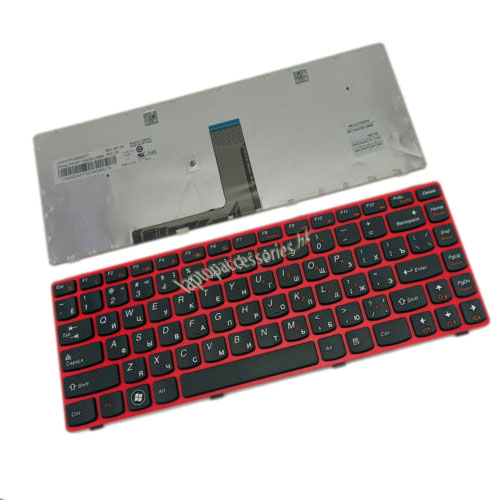 Клавиатура для Lenovo IdeaPad Z380 (9Z.N5TSQ.T0R, 25-202141, красная рамка)