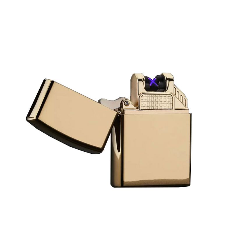 Электронная зажигалка с зарядкой от USB, золотая, упаковка
