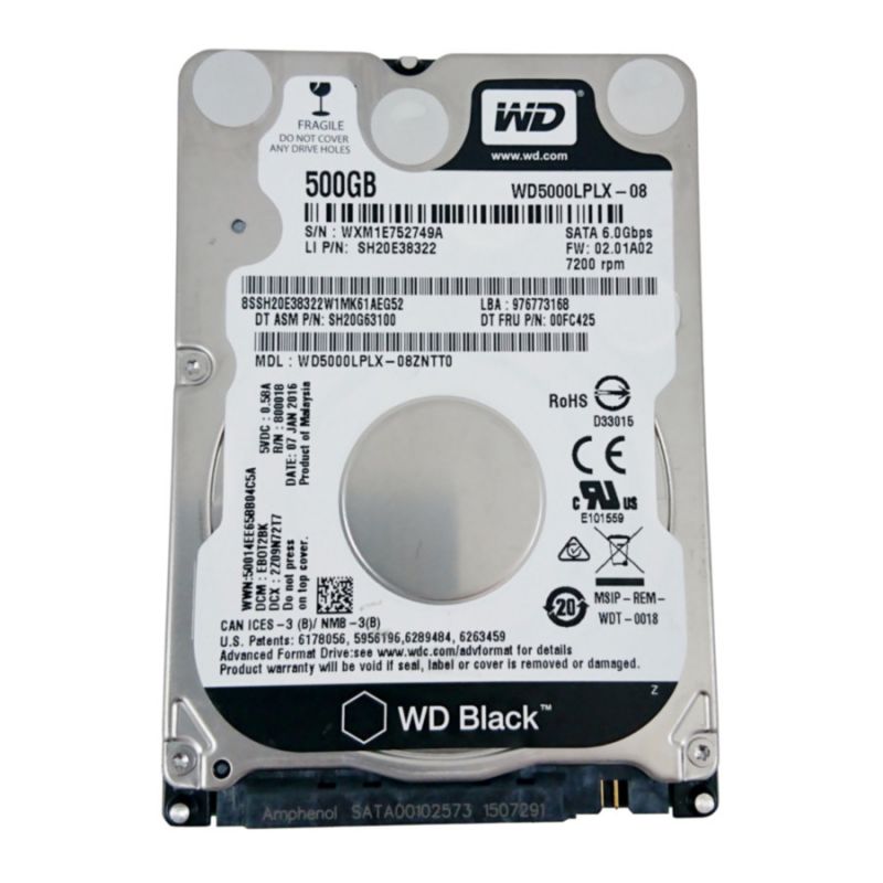 Жесткий диск 2.5" 7мм Western Digital 500Gb SATA III WD5000LPLX-08