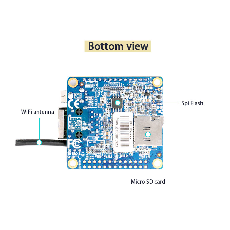 Микрокомпьютер Orange PI Zero Plus, вид сзади
