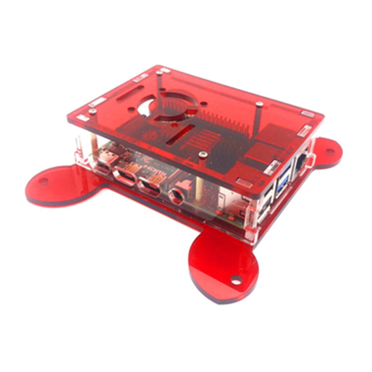 Прозрачный акриловый настенный корпус для Raspberry PI 4B (позволяет установить вентилятор), красный
