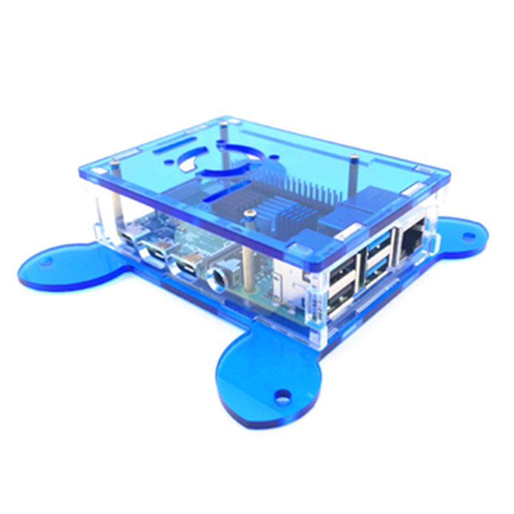 Прозрачный акриловый настенный корпус для Raspberry PI 4B (позволяет установить вентилятор), синий