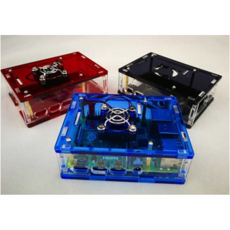 Прозрачный акриловый корпус для Raspberry PI 4B (позволяет установить вентилятор), синий