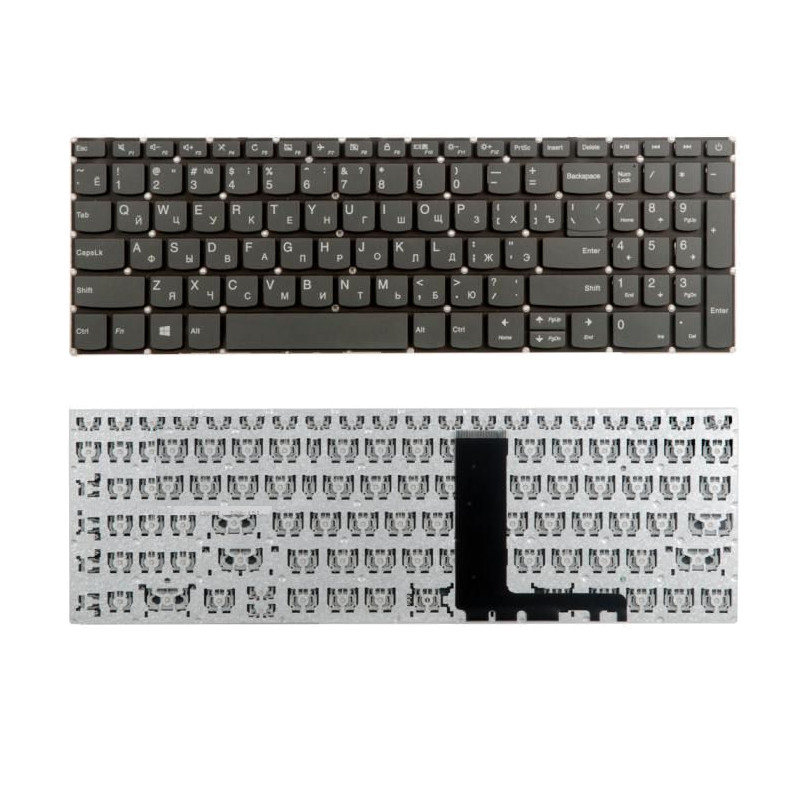 Клавиатура для Lenovo IdeaPad 320-15ABR 320-15IAP 320-15AST 320-15IKB 320-15ISK, серая, с кнопкой питания
